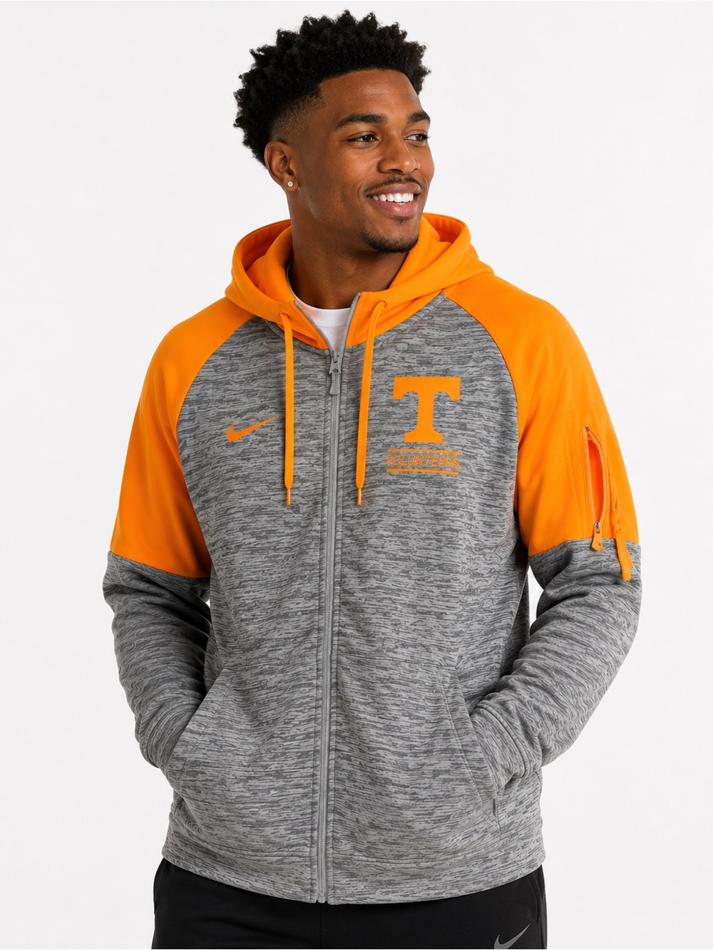 Nike Tennessee Volunteers Therma-Fit Full Zip Hoodie Jacket Men’s L Gray Orange